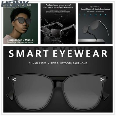 Kacamata Hitam Bluetooth Cerdas 20KHz Headset Handsfree Stereo Kontrol Suara Siri
