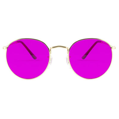 Kacamata Bulat Retro Pria Wanita Vintage Lingkaran Kecil Ligth Terapi Kacamata Matahari
