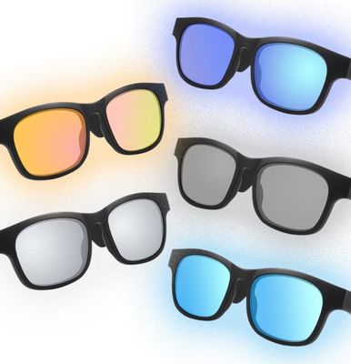Kacamata Audio Cerdas Speaker Kacamata Bluetooth Lensa Cermin Perak